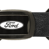 Ford Leather Tri-Ring Key Chain Fob - Gun Metal - Official Licensed