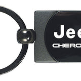 Jeep Cherokee Two-Tone Rectangular Key Chain Fob - Gun Metal - Official Licensed