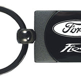 Ford Fiesta Two-Tone Rectangular Key Chain Fob - Gun Metal - Official Licensed