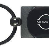 Nissan Logo Two-Tone Rectangular Key Chain Fob - Gun Metal - Official Licensed