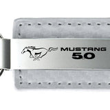 Ford Mustang 5.0 Carbon Fiber Leather Key Chain Fob - White - Official Licensed