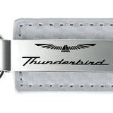 Ford Thunderbird Carbon Fiber Leather Key Chain Fob - White - Official Licensed