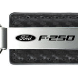 Ford F-250 Carbon Fiber Leather Key Chain Fob - Gun Metal - Official Licensed