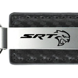 Dodge SRT Hellcat Carbon Fiber Leather Key Chain Fob - Official Licensed