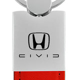 Honda Civic (Reverse C) Duo Leather / Chrome Key Chain Fob - Official Licensed
