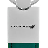 Dodge Stripe Duo Leather / Chrome Key Chain Fob - Official Licensed