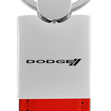 Dodge Stripe Duo Leather / Chrome Key Chain Fob - Official Licensed