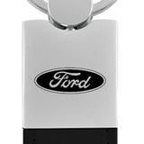 Ford Duo Leather / Chrome Key Chain Fob - Official Licensed