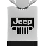 Jeep Grill Duo Leather / Chrome Key Chain Fob - Official Licensed