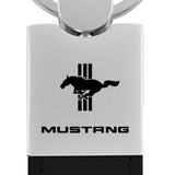 Ford Mustang Tri-Bar Duo Leather / Chrome Key Chain Fob - Official Licensed