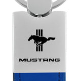 Ford Mustang Tri-Bar Duo Leather / Chrome Key Chain Fob - Official Licensed