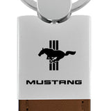 Ford Mustang Tri-Bar Duo Leather / Chrome Key Chain Fob - Official Licensed