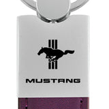Ford Mustang Tri-Bar Duo Leather / Chrome Key Chain Fob - Official Licensed