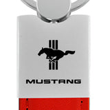 Ford Mustang Tri-Bar Duo Leather / Chrome Key Chain Fob - Official Licensed