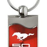 Ford Mustang 50 Years Rectangular Wave Key Chain Fob - Official Licensed