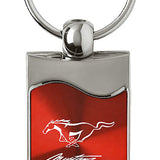 Ford Mustang Script Rectangular Wave Key Chain Fob - Official Licensed