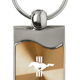 Ford Mustang Tri-Bar Rectangular Wave Key Chain Fob - Official Licensed