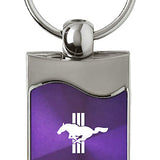 Ford Mustang Tri-Bar Rectangular Wave Key Chain Fob - Official Licensed
