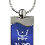 U.S. Navy Insignia Rectangular Wave Key Chain Fob - Official Licensed