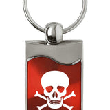 Skull Rectangular Wave Key Chain Fob - Red - Official Licensed