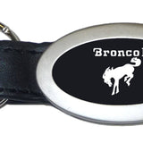 Ford Bronco II Oval Leather Key Chain Fob - Black - Official Licensed