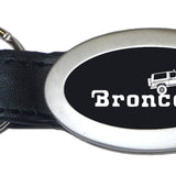 Ford Bronco II Climbing Oval Leather Key Chain Fob - Black - Official Licensed