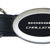 Dodge Challenger Oval Leather Key Chain Fob - Black - Official Licensed