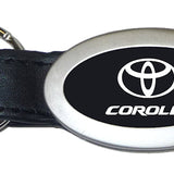 Toyota Corolla Oval Leather Key Chain Fob - Black - Official Licensed