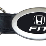 Honda Fit Oval Leather Key Chain Fob - Black - Official Licensed