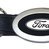 Ford Oval Leather Key Chain Fob - Black - Official Licensed