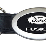 Ford Fusion Oval Leather Key Chain Fob - Black - Official Licensed