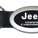 Jeep Grand Cherokee Oval Leather Key Chain Fob - Black - Official Licensed