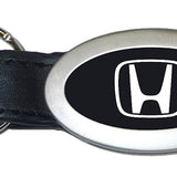 Honda (H Only) Oval Leather Key Chain Fob - Black - Official Licensed