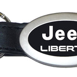 Jeep Liberty Oval Leather Key Chain Fob - Black - Official Licensed