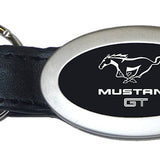 Ford Mustang GT Oval Leather Key Chain Fob - Black - Official Licensed