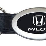 Honda Pilot Oval Leather Key Chain Fob - Black - Official Licensed