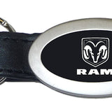RAM Oval Leather Key Chain Fob - Black - Official Licensed