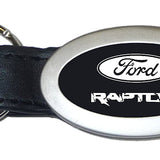 Ford Raptor Oval Leather Key Chain Fob - Black - Official Licensed