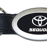 Toyota Sequoia Oval Leather Key Chain Fob - Black - Official Licensed