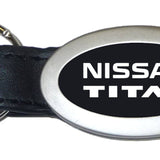 Nissan Titan Oval Leather Key Chain Fob - Black - Official Licensed