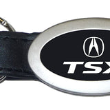 Acura TSX Oval Leather Key Chain Fob - Black - Official Licensed