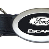 Ford Escape Oval Leather Key Chain Fob - Black - Official Licensed