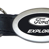 Ford Explorer Oval Leather Key Chain Fob - Black - Official Licensed