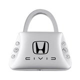 Honda Civic (Reverse C) Jeweled Purse Key Chain Fob - Silver - Official Licensed