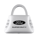 Ford Super Duty Jeweled Purse Key Chain Fob - Silver - Official Licensed