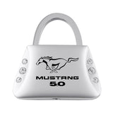 Ford Mustang 5.0 Jeweled Purse Key Chain Fob - Silver - Official Licensed