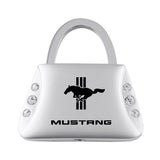 Ford Mustang Tri-Bar Jeweled Purse Key Chain Fob - Silver - Official Licensed