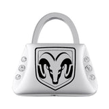 RAM Head Jeweled Purse Key Chain Fob - Silver - Official Licensed
