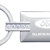 Ford Super Duty Jeweled Rectangular Key Chain Fob - Silver - Official Licensed