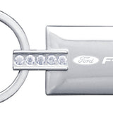 Ford F-250 Jeweled Rectangular Key Chain Fob - Silver - Official Licensed